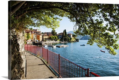 Walkway along the shore of a lake, Varenna, Lake Como, Lombardy, Italy