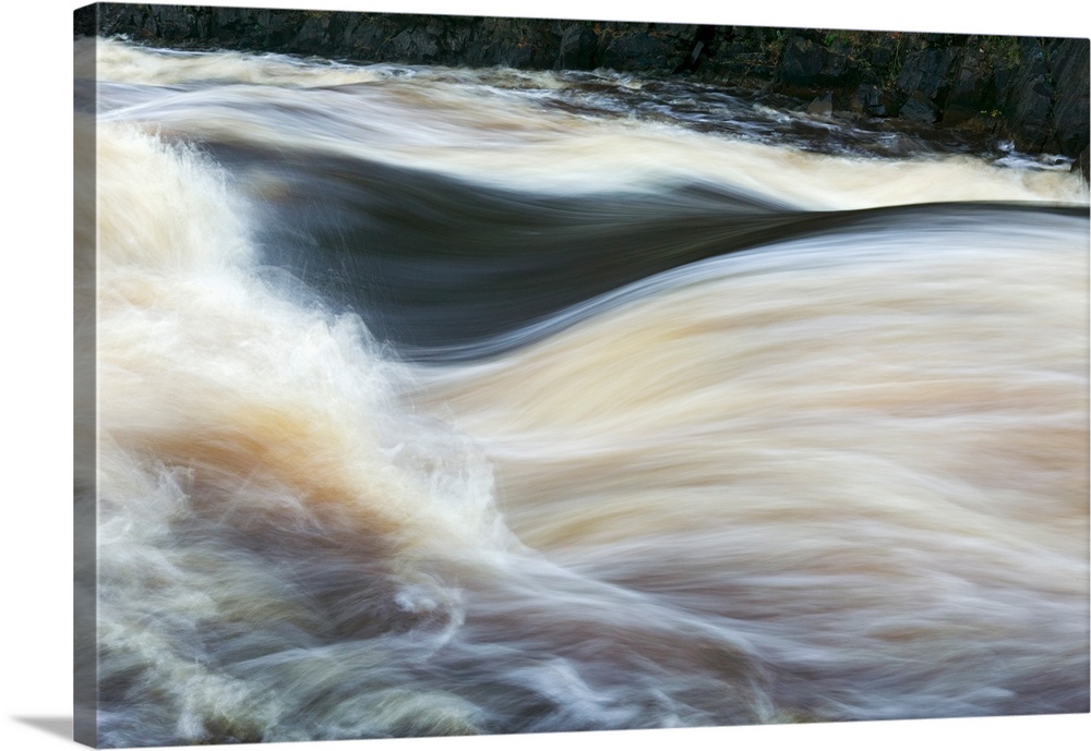 Water rushing on Rapid River, close up, Minnesota