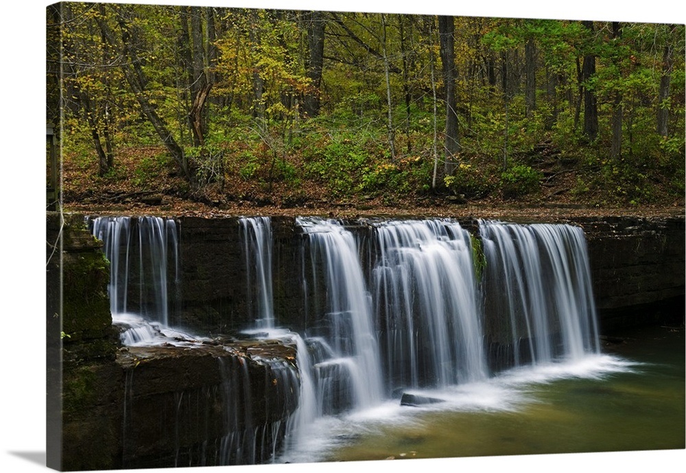 Water rushing over rocky tiers of Hidden Falls, Nerstrand Big Woods