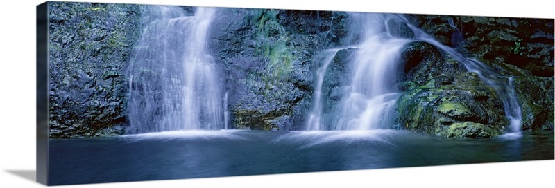 Waterfall in a forest, Salmon Creek Falls, Gorda, Los Padres National ...