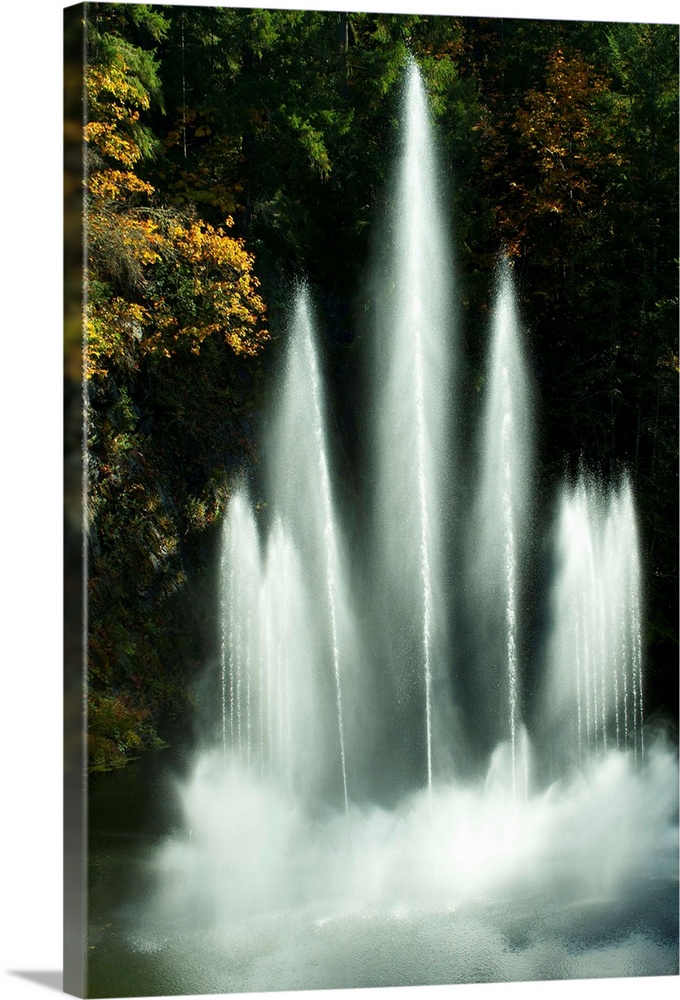 Waterfall in a garden, Butchart Gardens, Victoria, Vancouver Island, Canada