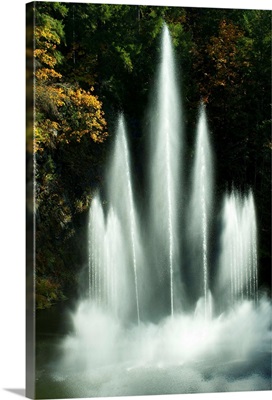 Waterfall in a garden, Butchart Gardens, Victoria, Vancouver Island, Canada