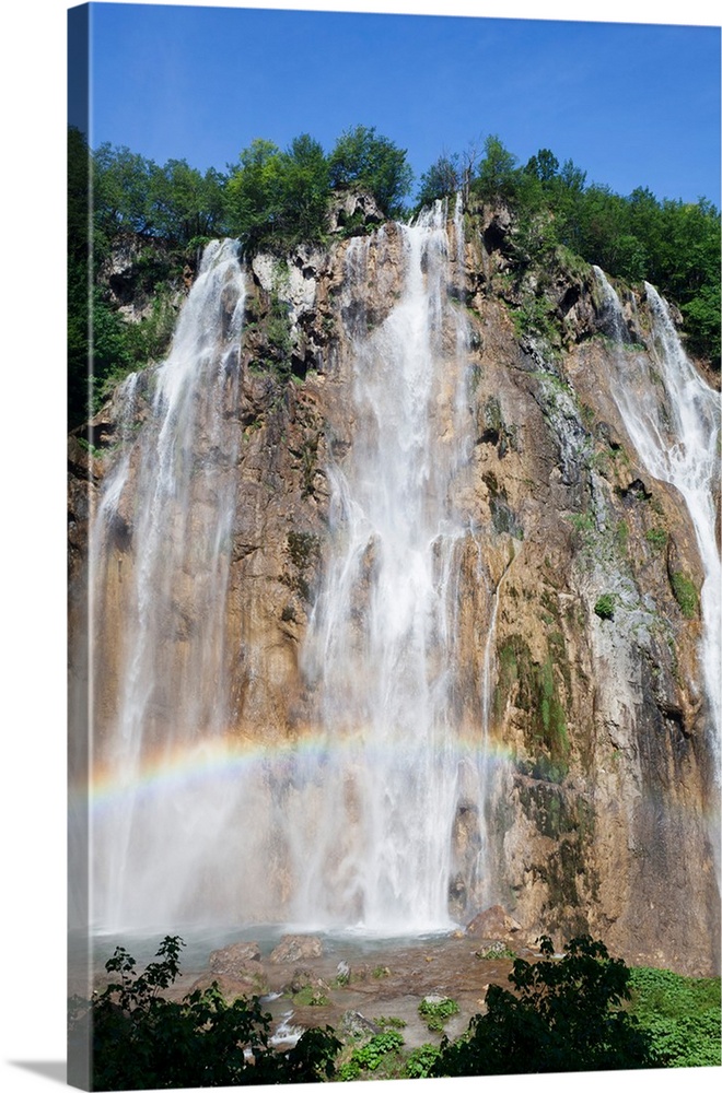 Waterfall with rainbow, Veliki Slap, Plitvice Lakes National Park, Croatia