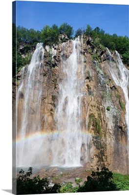 Waterfall with rainbow, Veliki Slap, Plitvice Lakes National Park, Croatia