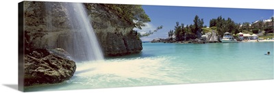Waterfall With Tourist Resorts In The Background, Bermuda
