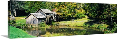 Watermill near a pond, Mabry Mill, Blue Ridge Parkway, Floyd County, Virginia