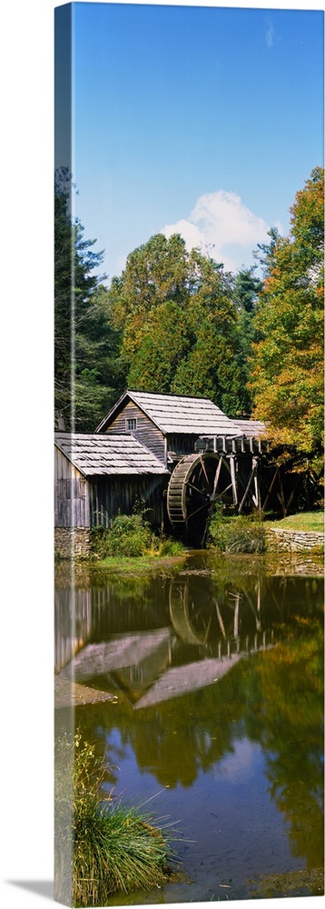 Watermill near a pond, Mabry Mill, Blue Ridge Parkway, Floyd County, Virginia, USA