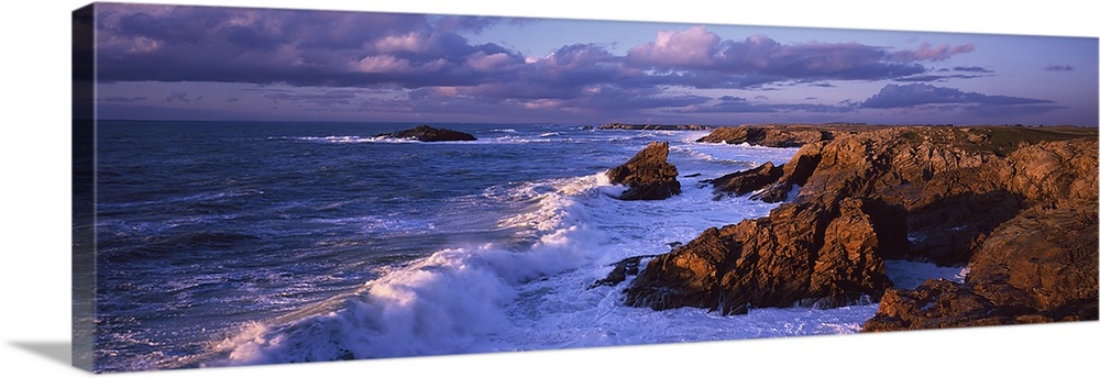 Waves breaking on rocks, Baie De Quiberon, Quiberon, Morbihan, Brittany, France