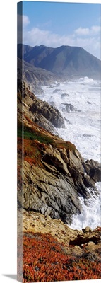 Waves breaking on rocks, Big Sur, Carmel, Monterey County, California