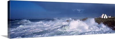 Waves breaking on the coast, Saint-Guenole, Finistere, Brittany, France