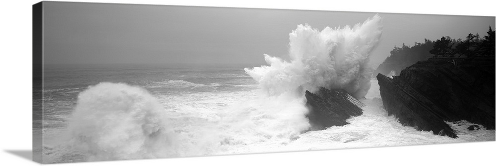 Waves breaking on the coast, Shore Acres State Park, Oregon, USA.