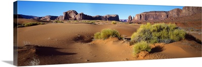Wide angle view of Monument Valley Tribal Park, Utah