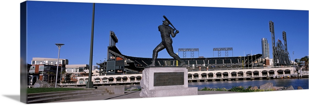 Willie Mays statue in front of a baseball park, AT&T Park, 24 Willie Mays Plaza, San Francisco, California, USA