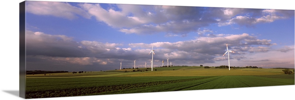 Wind turbines in a field, Baden Wurttemberg, Germany