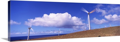 Windmills at the coast, North Kohala, Hawaii
