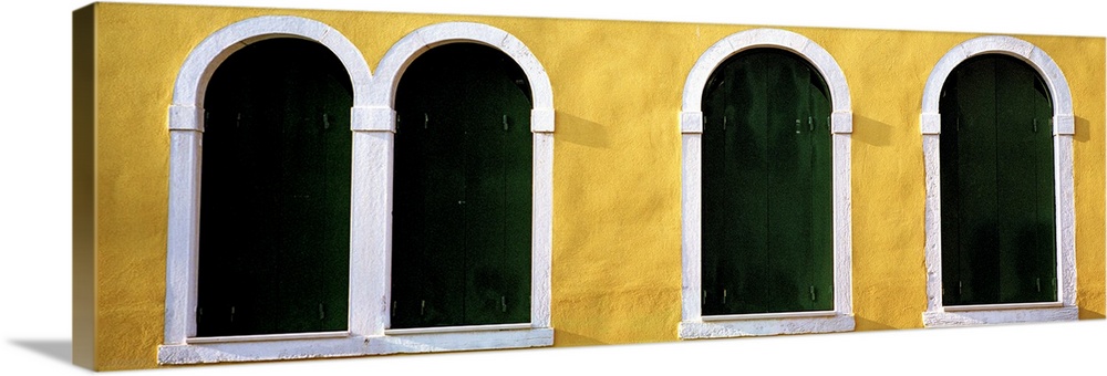 Windows in Yellow Wall Venice Italy