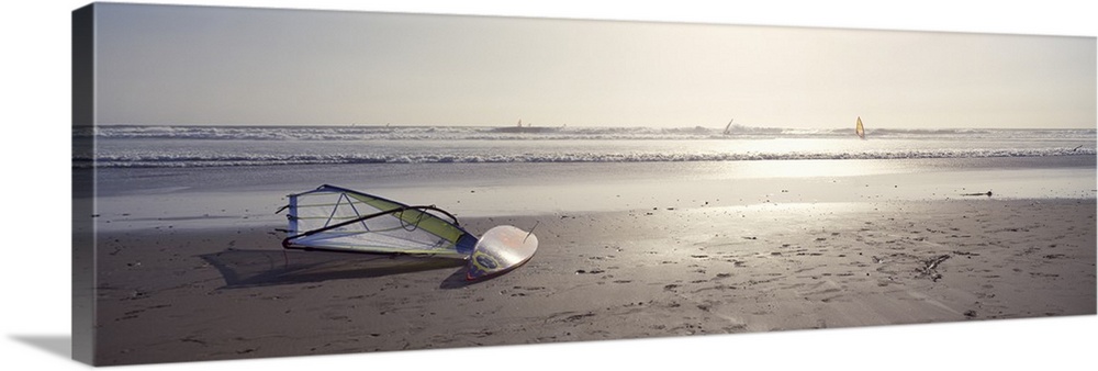 Windsurfing board on the beach, Jalama Beach, California,