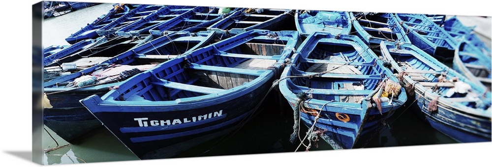 Wooden boats moored at a harbor, Essaouira, Morocco