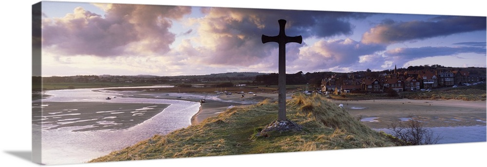 Wooden cross at a harbor Alnmouth Harbor River Aln Alnmouth Northumberland England