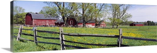 Wooden fence in a farm, Knox Farm State Park, East Aurora, New York ...