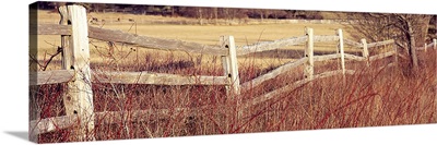Wooden fence in a field, San Juan Island, Washington State