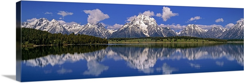 Wyoming, Grand Teton National Park, Mt Moran, Reflection of mountain in ...