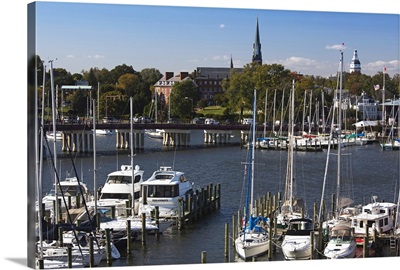Yachts at a marina, St. Mary's Church, Annapolis, Anne Arundel County, Maryland