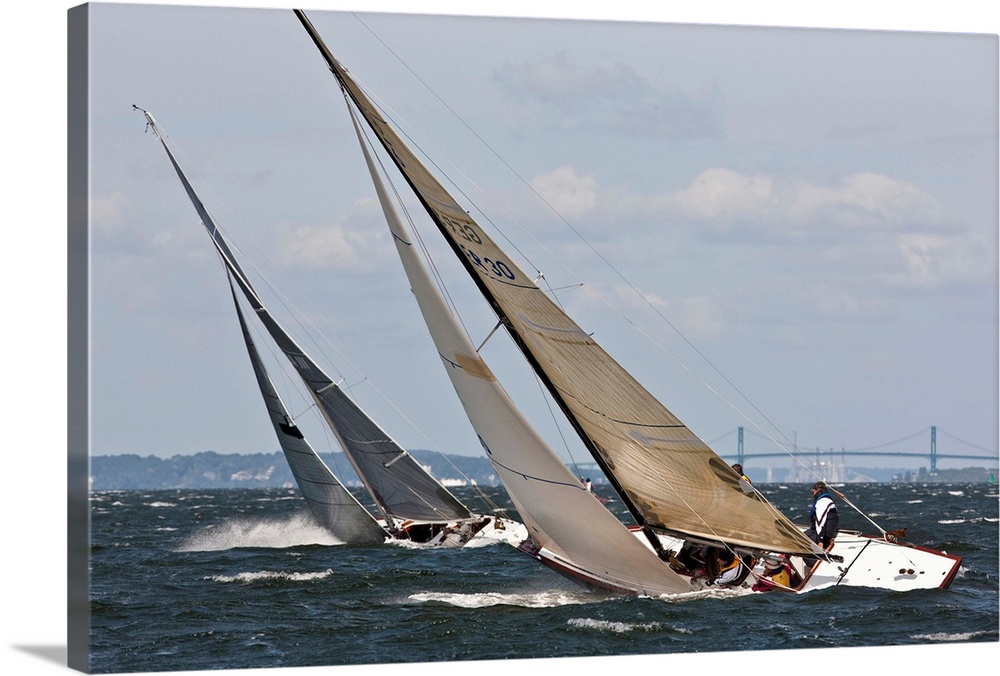 Yachts sailing in 6 Metre World Championships, Newport, Rhode Island, USA