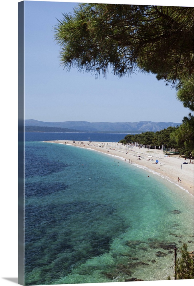 Zlatni Rat beach with Hvar Island in the background, Bol, Brac Island, Dalmatia, Croatia