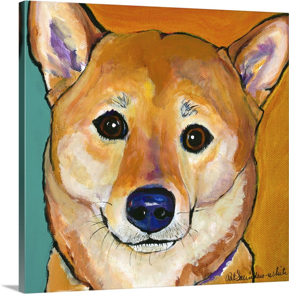 Contemporary artwork of a shiba inu dog.