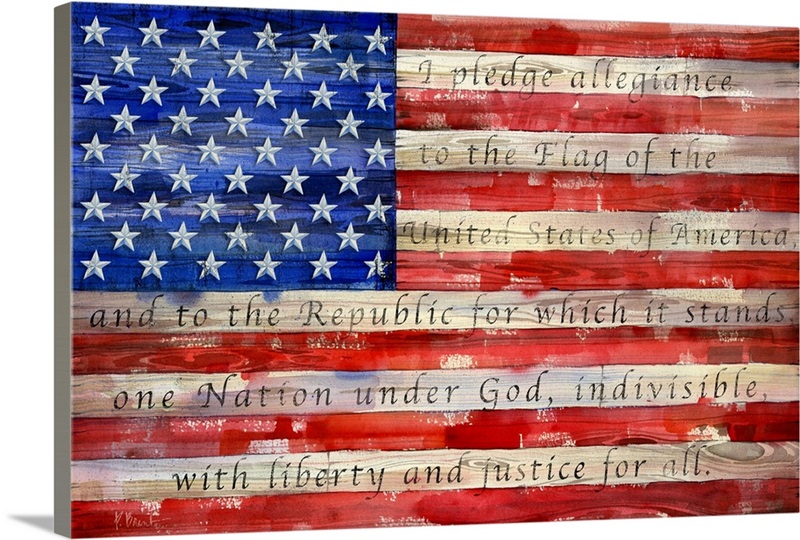 All American Flag Script Wall Art, Canvas Prints, Framed Prints, Wall Peels Great Big Canvas