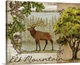 image thumbnail of Decorative artwork of an elk in a frame, with oak leaves, acorns, and the words Elk Mountain