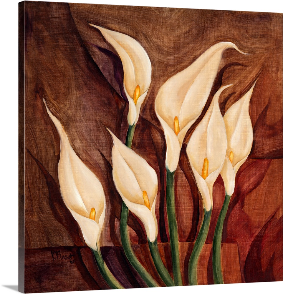 Contemporary painting of calla lilies.