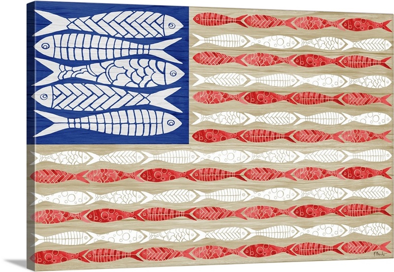 Three Fish Flag Patriotic Fish Flag | Great Big Canvas