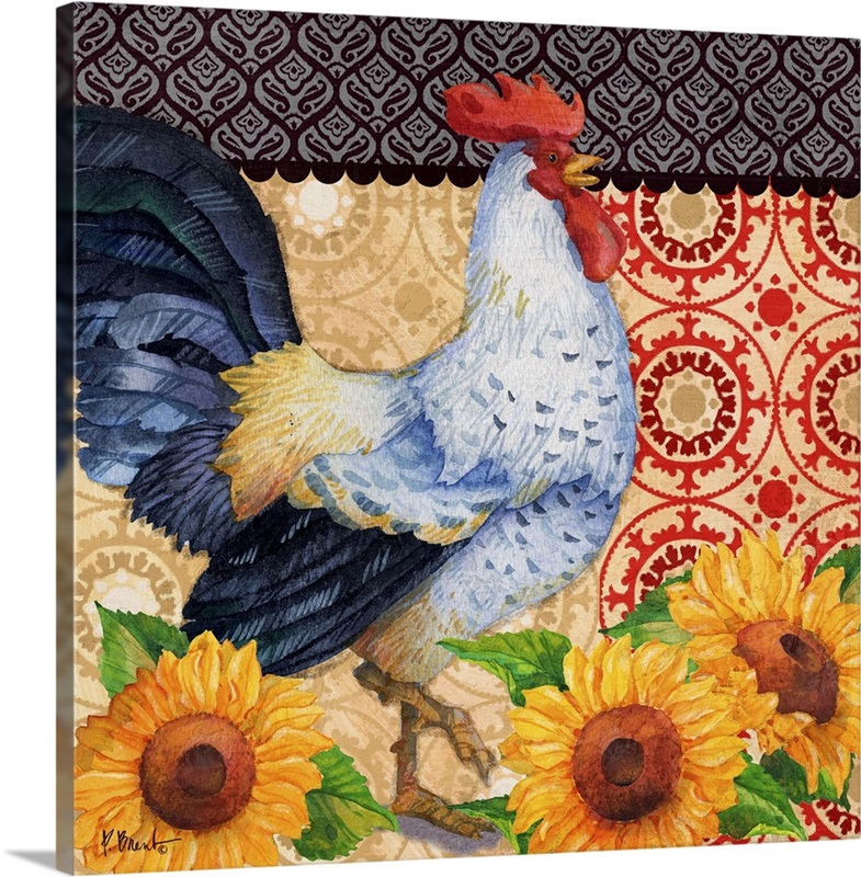 Roosters And Sunflowers Iii Wall Art, Canvas Prints, Framed Prints 