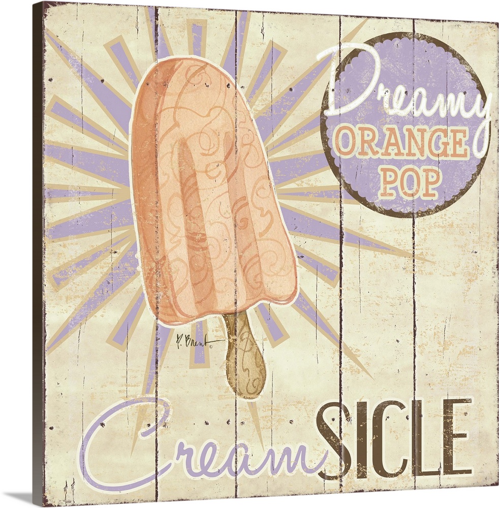 A vintage ice cream shop sign featuring an orange creamsicle.