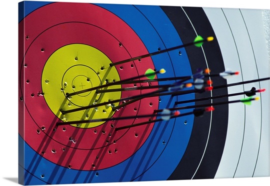 Archery target and arrows. Wall Art, Canvas Prints, Framed