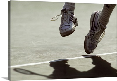 Detail of Ivan Lendl's feet during a serve at the 1987 US Open Tennis Championships