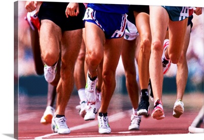Detail of runners legs competing in a race