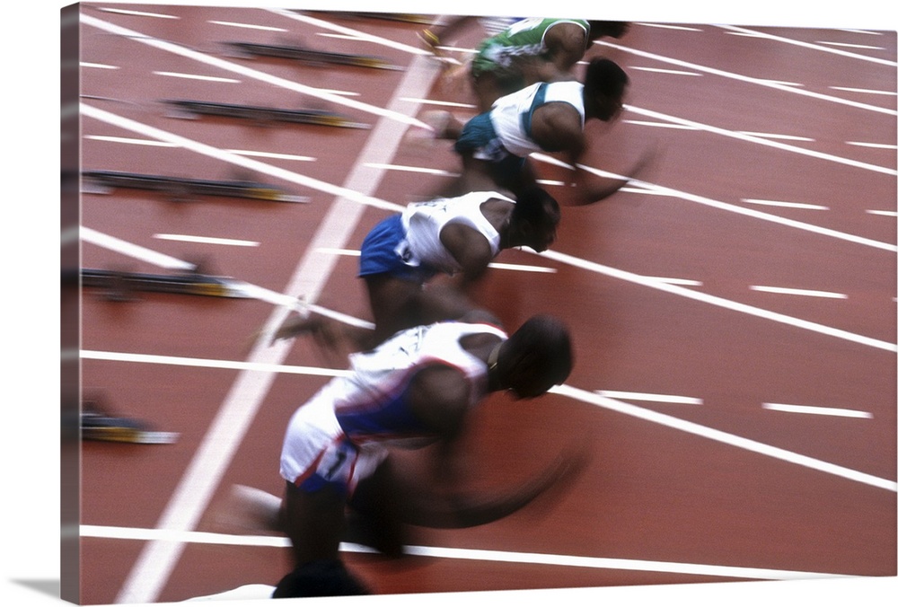 Detail of start of men's 100 meter sprint race