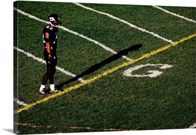 Football player standing at the goal line