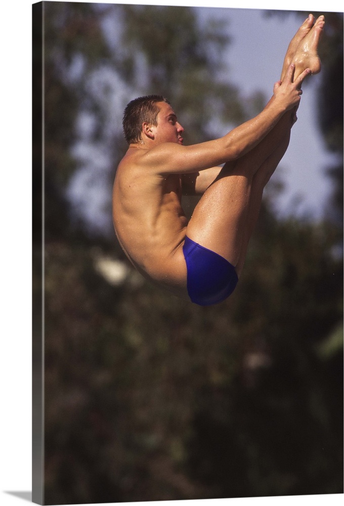 Male diver in the air