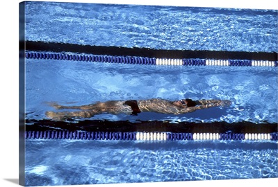 Male swimmer under water