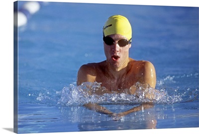 Male swimming the breaststroke
