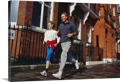 Mature couple out on a fitness run