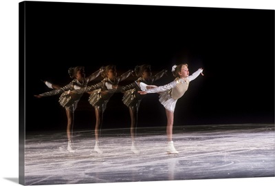 Sequence of female figure skater in action