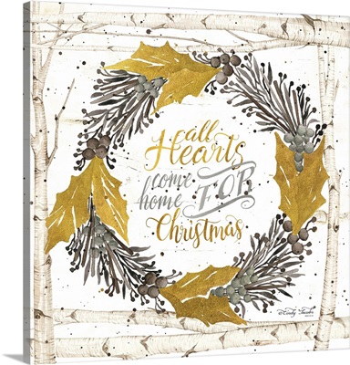 All Hearts Come Home for Christmas Birch Wreath