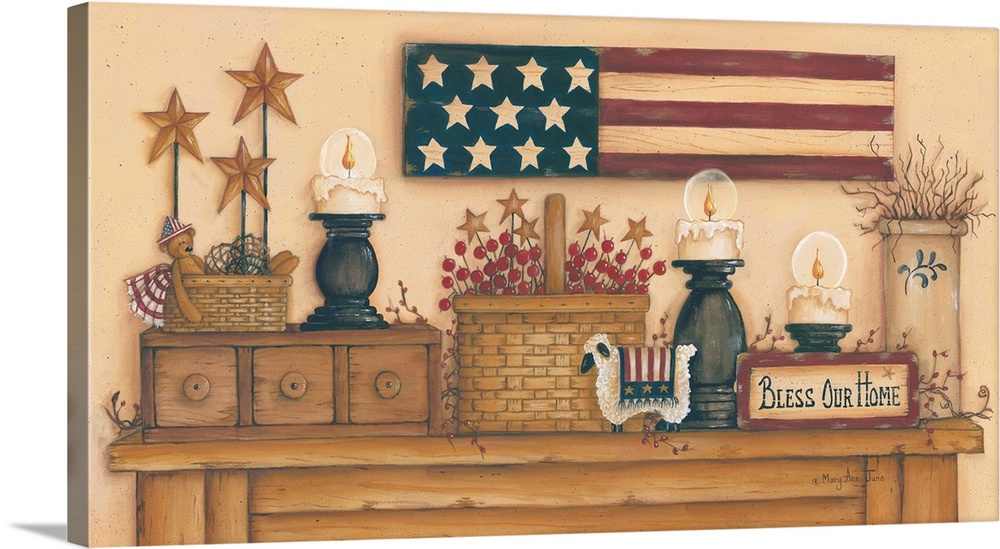 Folk art themed Americana home decor.