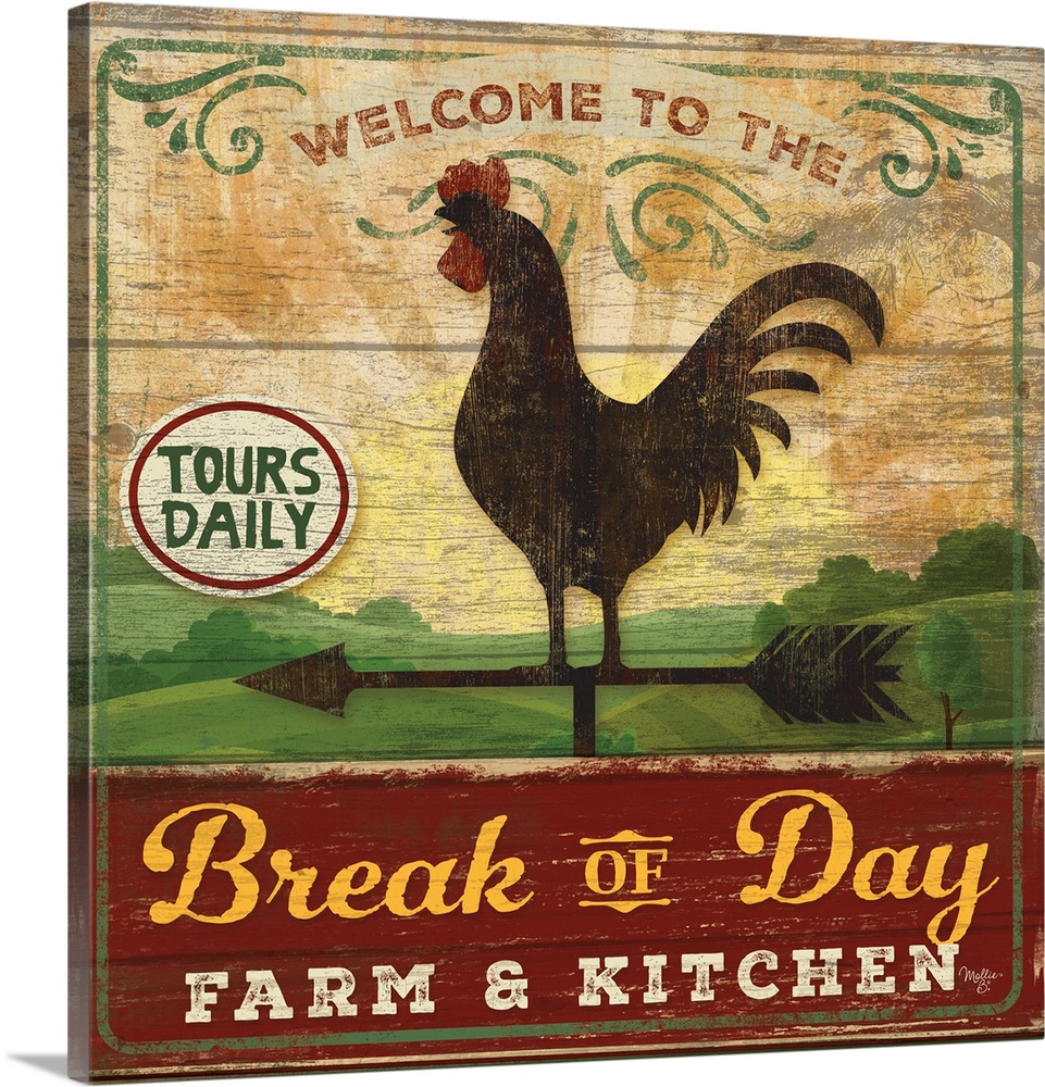 Vintage style sign with a weathered wood effect for a country kitchen.
