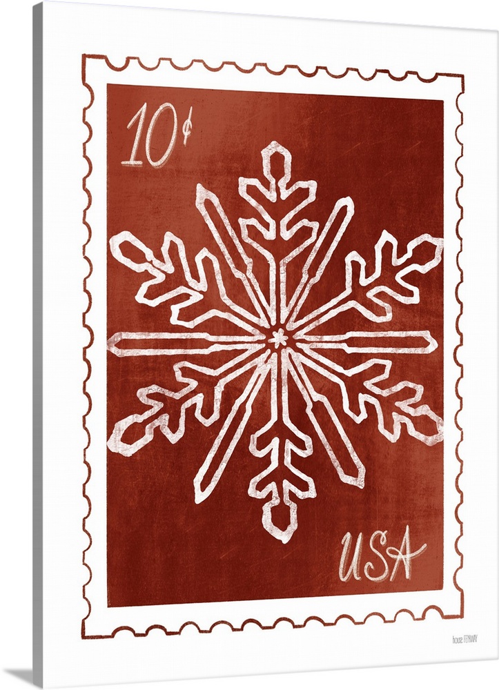 Christmas Stamp Red Snowflake